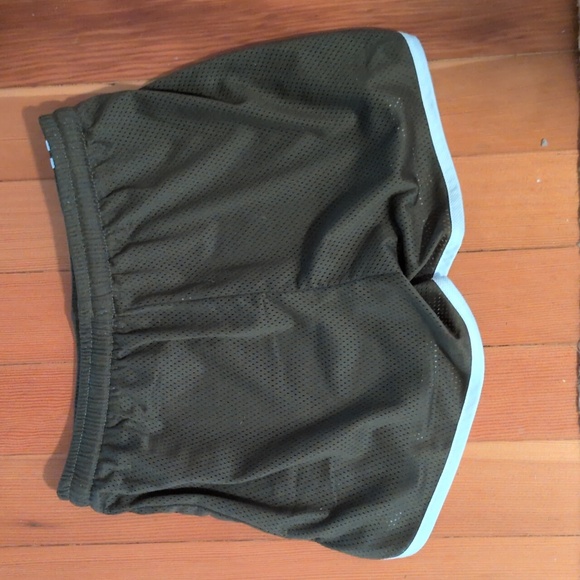 Olive Green Men's Shorts with White Accents - Picture 6 of 7